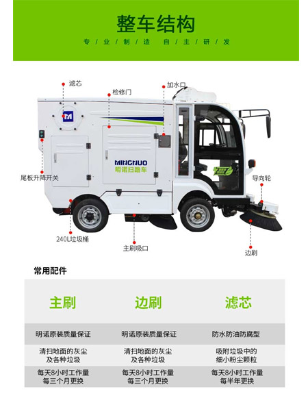 四轮扫路车MN-S1800配备240L标准沙依巴克垃圾桶
